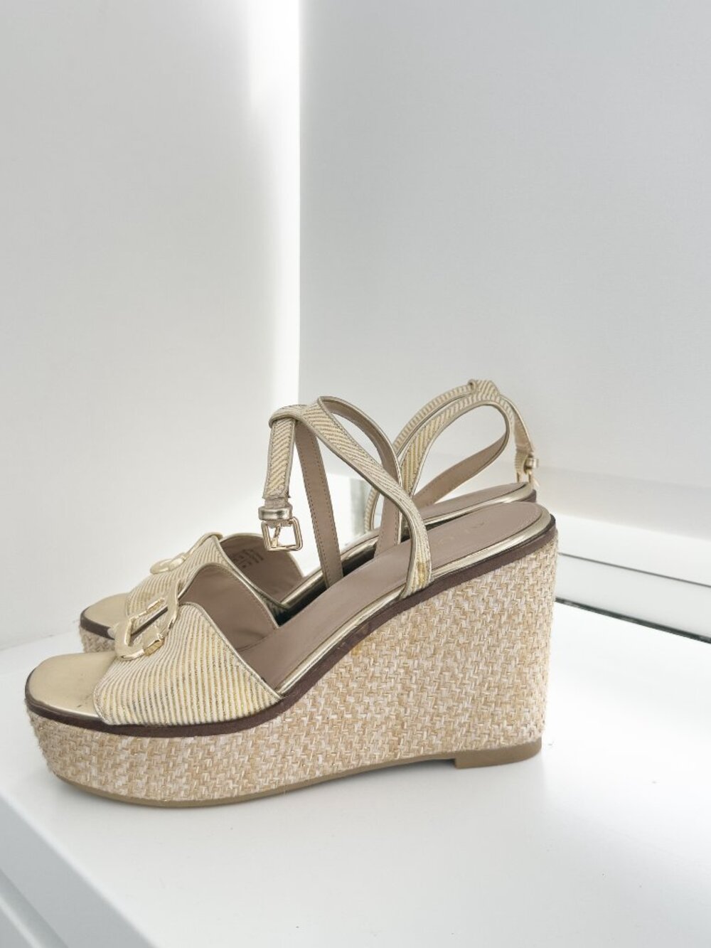 ALDO - Wedges - Gold and Beige - Womens - 10